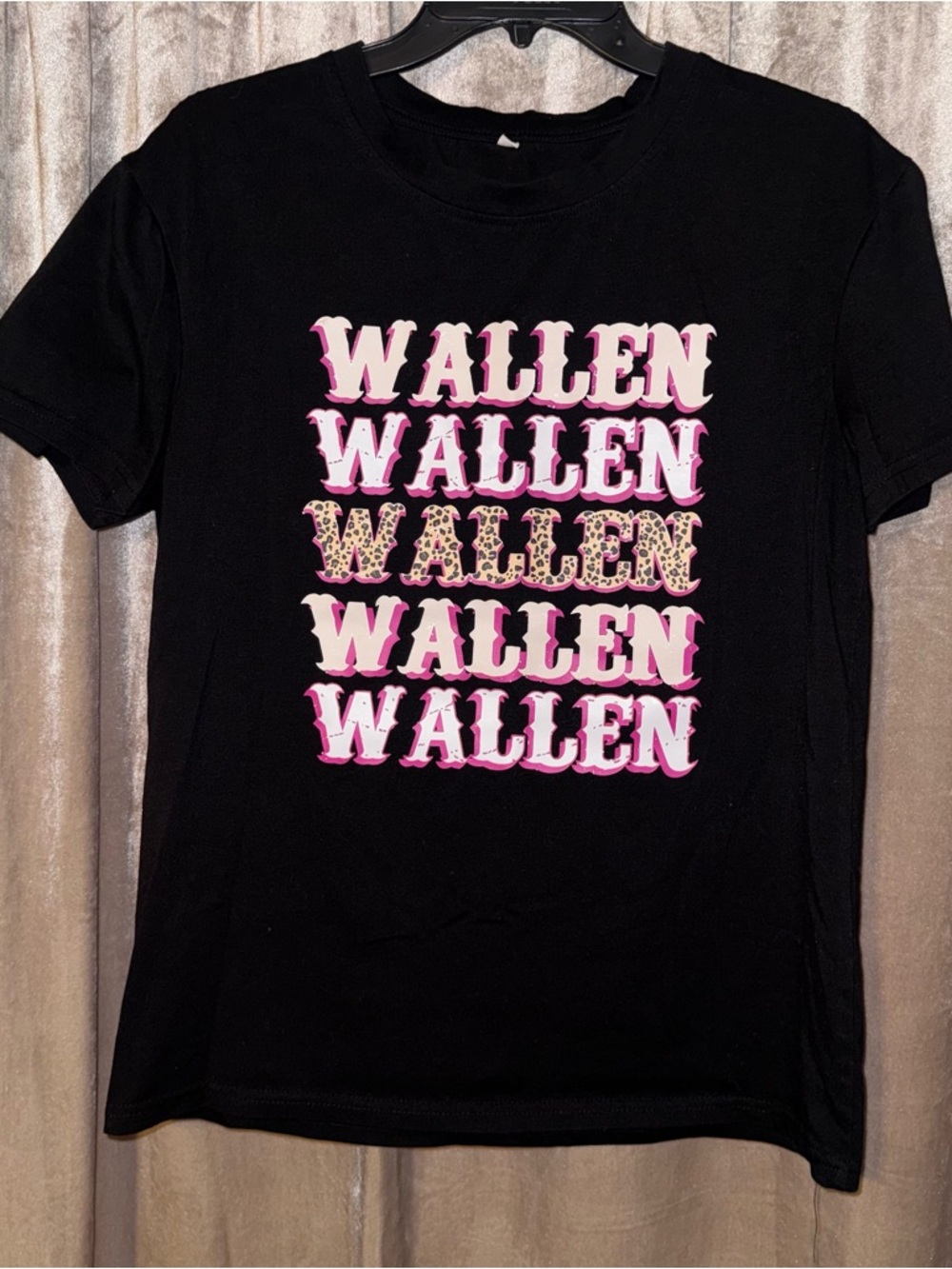 Black Morgan Wallen Graphic Tee with Pink & Leopard Print